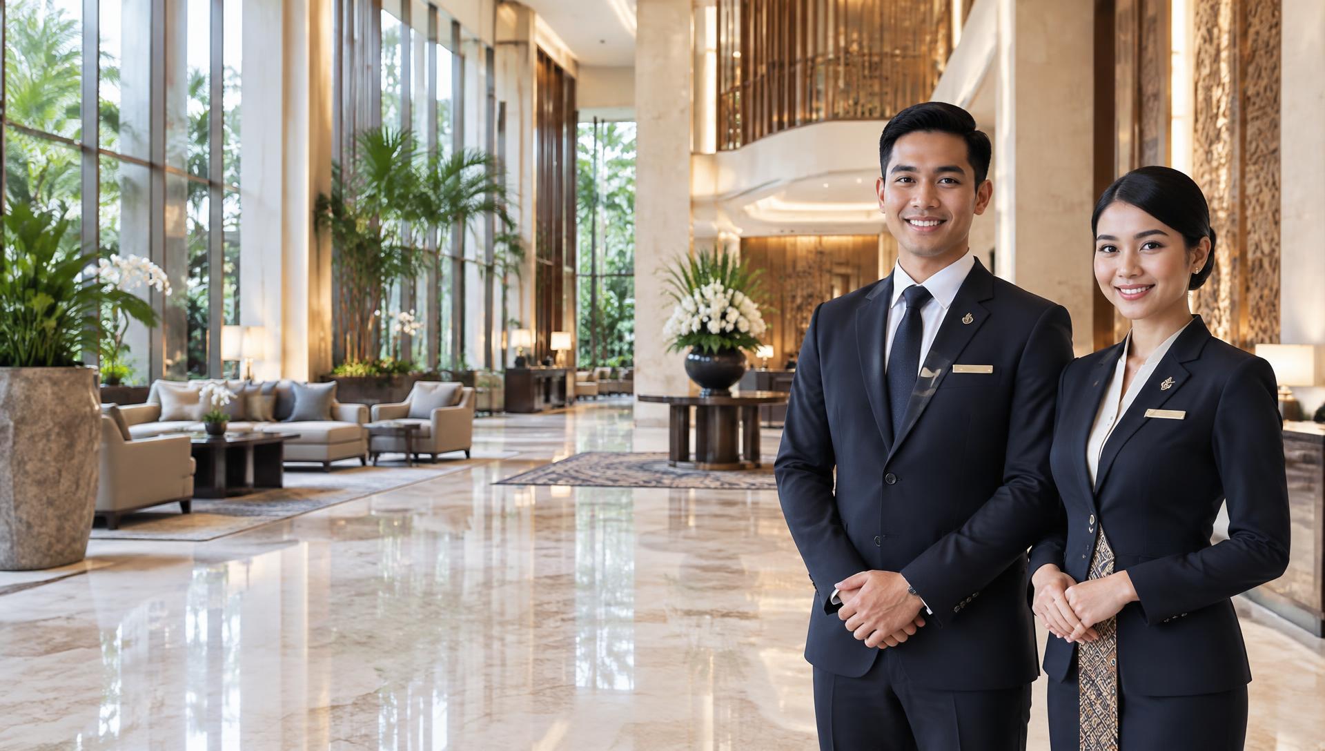 Profesional perhotelan di lobi hotel